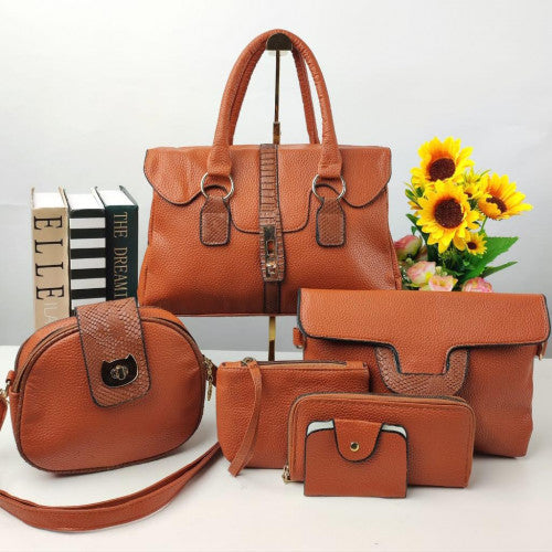 SET DE CARTERAS DE 6 PIEZAS COLOR NARANJA ( 30% de descuento 👜)