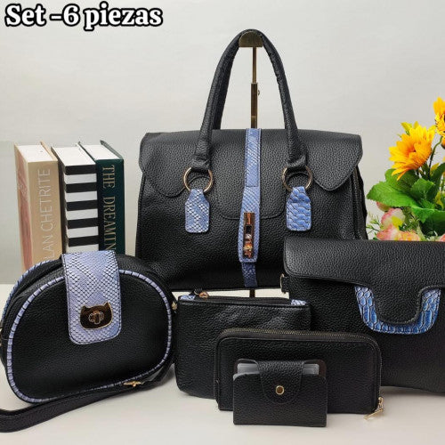 SET DE CARTERAS DE 6 PIEZAS COLOR NEGRO (30% de descuento 👜)